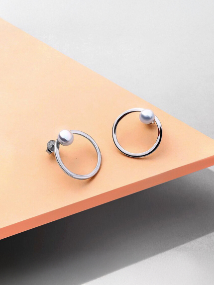 Kolczyki z perełkami Srebro 925° (rod) c2zh/1376