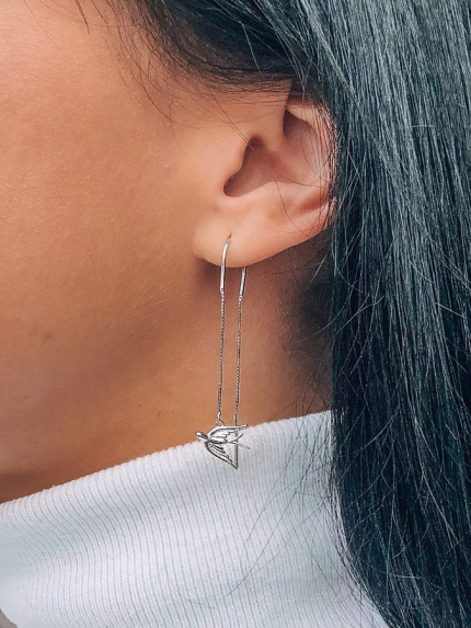 Сережки без вставок Срібло 925° (родій) с2/2023