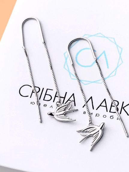 Сережки без вставок Срібло 925° (родій) с2/2023