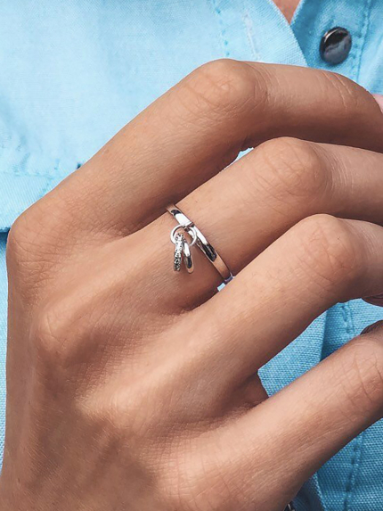 Pierścionek z cyrkonem Srebro 925° (rod) k2f/781