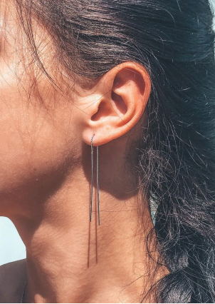 Сережки без вставок Срібло 925° (родій) с2/2010