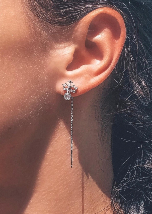 Сережки фіаніт Срібло 925° (родій) с2ф/1415