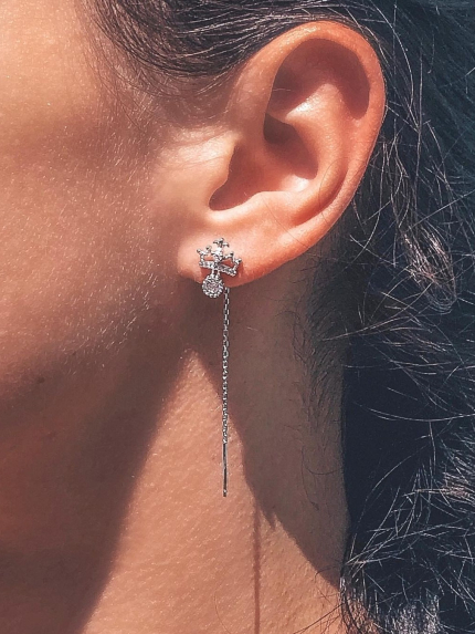 Сережки фіаніт Срібло 925° (родій) с2ф/1415