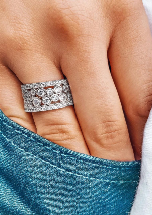 Каблучка фіаніт Срібло 925° (родій) к2ф/177