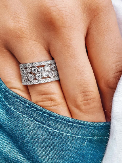 Каблучка фіаніт Срібло 925° (родій) к2ф/177