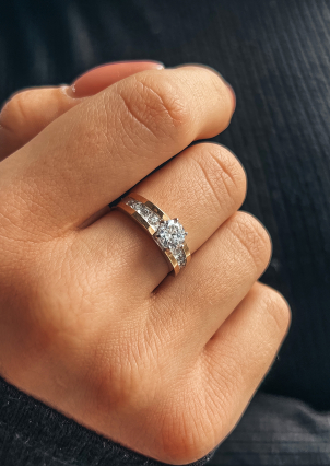 Каблучка фіаніт Срібло 925° золото 375° 004к