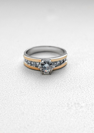 Каблучка фіаніт Срібло 925° золото 375° 004к