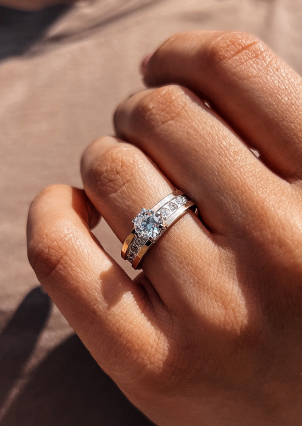 Каблучка фіаніт Срібло 925° золото 375° 004к