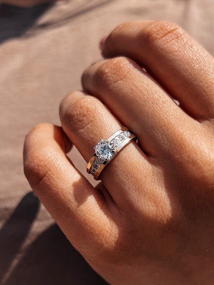 Ring cubic zirconia Silver 925° gold 375° 004k