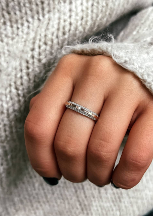 Каблучка фіаніт Срібло 925° золото 375° 005310