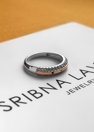 Каблучка фіаніт Срібло 925° золото 375° 005310