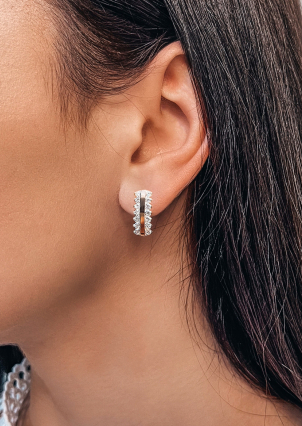 Сережки фіаніт Срібло 925° золото 375° 0207.10