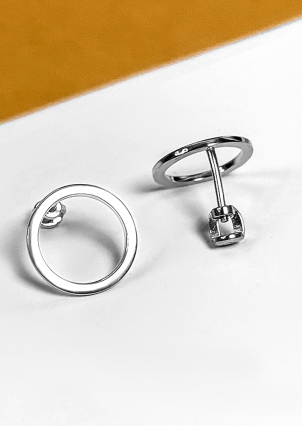 Сережки без вставок Срібло 925° (родій) 071450