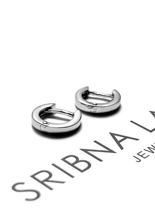 Сережки без вставок Срібло 925° (родій) 20197