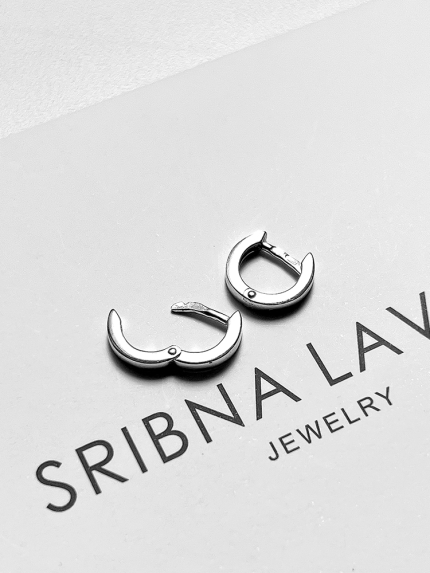 Сережки без вставок Срібло 925° (родій) 20197