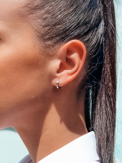 Сережки без вставок Срібло 925° (родій) 20197