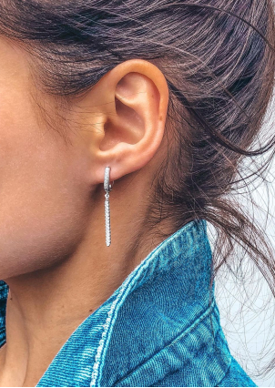 Сережки фіаніт Срібло 925° (родій) 52007