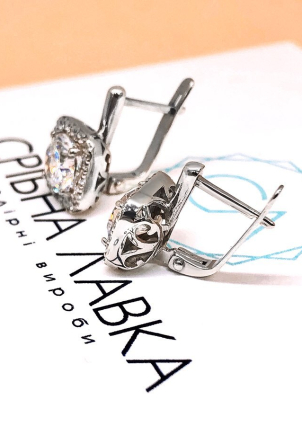 Сережки фіаніт Срібло 925° (родій) 82088