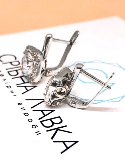 Сережки фіаніт Срібло 925° (родій) 82088