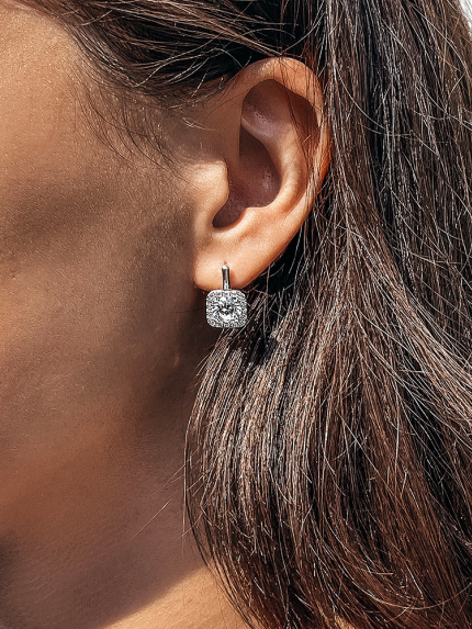 Сережки фіаніт Срібло 925° (родій) 82088