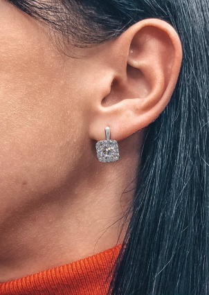 Сережки фіаніт Срібло 925° (родій) 82088