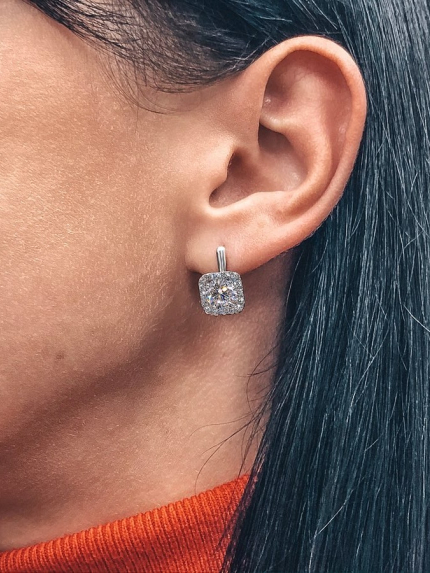 Сережки фіаніт Срібло 925° (родій) 82088