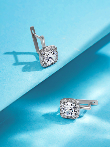 Сережки фіаніт Срібло 925° (родій) 82088