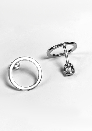 Сережки без вставок Срібло 925° (родій) 071410