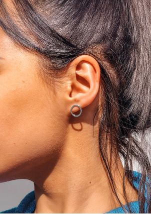 Сережки без вставок Срібло 925° (родій) 071410