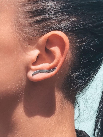 Сережки без вставок Срібло 925° (родій) с2/1220