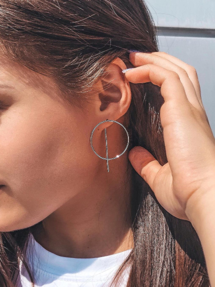 Сережки без вставок Срібло 925° (родій) с2/2000