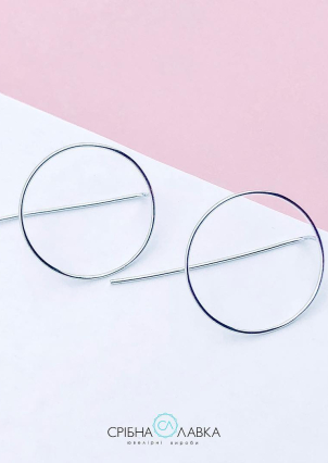 Сережки без вставок Срібло 925° (родій) с2/2000