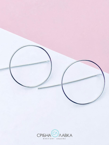 Сережки без вставок Срібло 925° (родій) с2/2000