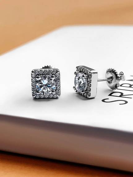 Сережки фіаніт Срібло 925° (родій) 26549