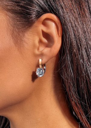 Сережки фіаніт Срібло 925° золото 375° 001с