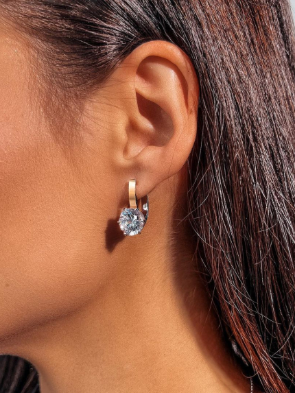 Cyjanitowe kolczyki Srebro 925° Złoto 375° 001s