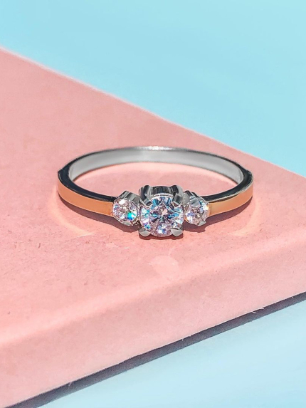 Каблучка фіаніт Срібло 925° золото 375° 435к