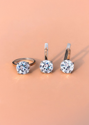 Сережки фіаніт Срібло 925° золото 375° 525с