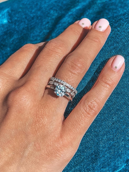 Pierścionek z cyrkonem Srebro 925° (rod) 81647