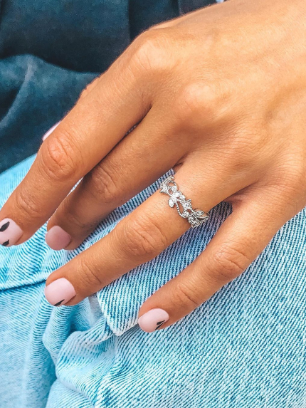 Pierścionek cyrkonia Srebro 925° (rod) 81526