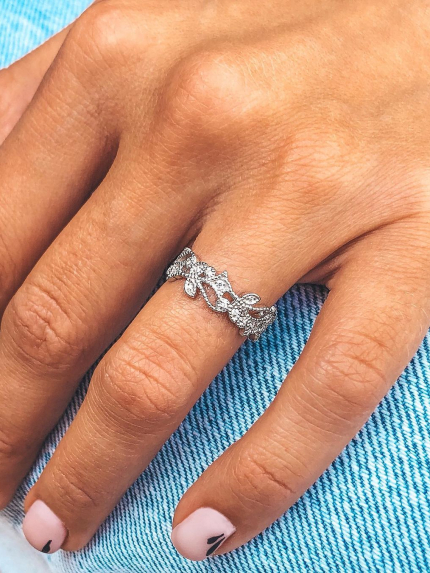 Pierścionek cyrkonia Srebro 925° (rod) 81526