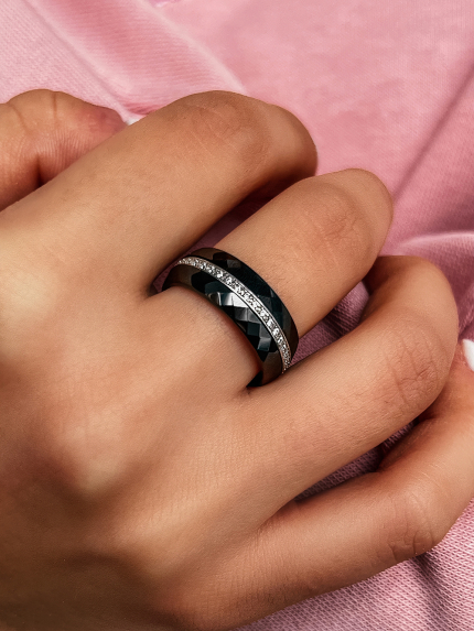 Ring Ceramic silver 925°/ jewelry ceramic c1111h