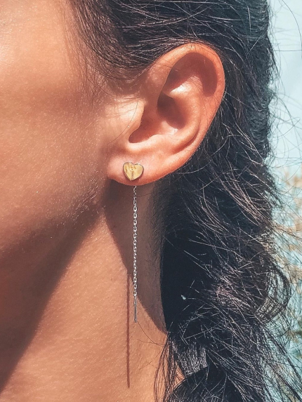 Сережки без вставок Срібло 925° золото 375° 0618.20