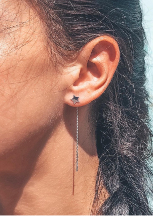 Сережки без вставок Срібло 925° (родій) 063630