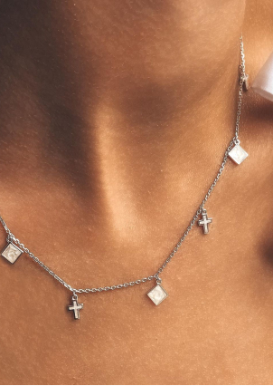 Кольє емаль Срібло 925° (родій) 861131б