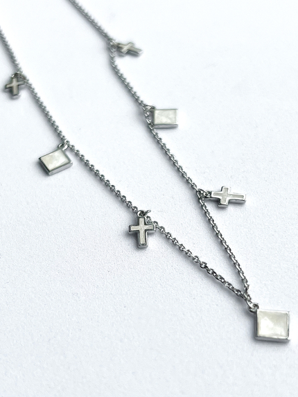 Кольє емаль Срібло 925° (родій) 861131б