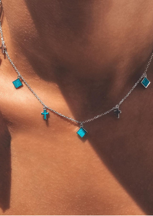 Кольє емаль Срібло 925° (родій) 861131г