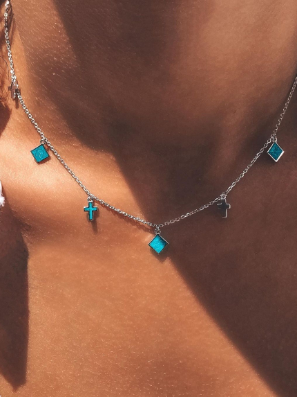 Кольє емаль Срібло 925° (родій) 861131г