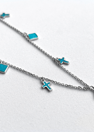 Кольє емаль Срібло 925° (родій) 861131г