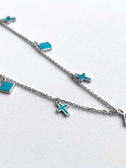 Кольє емаль Срібло 925° (родій) 861131г